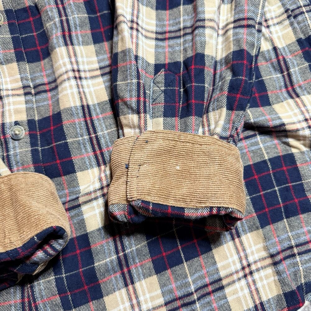 NWT Legendary Whitetails Mens XLT Buck Camp Flannel Shirt Navy Tan Plaid 6464 - Picture 11 of 16